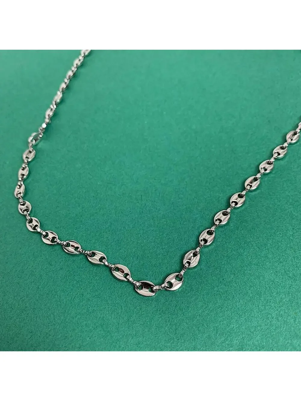 Y2k Cyber Vintage 2000s style Coffee Bean Stainless Steel Silver Necklace. High